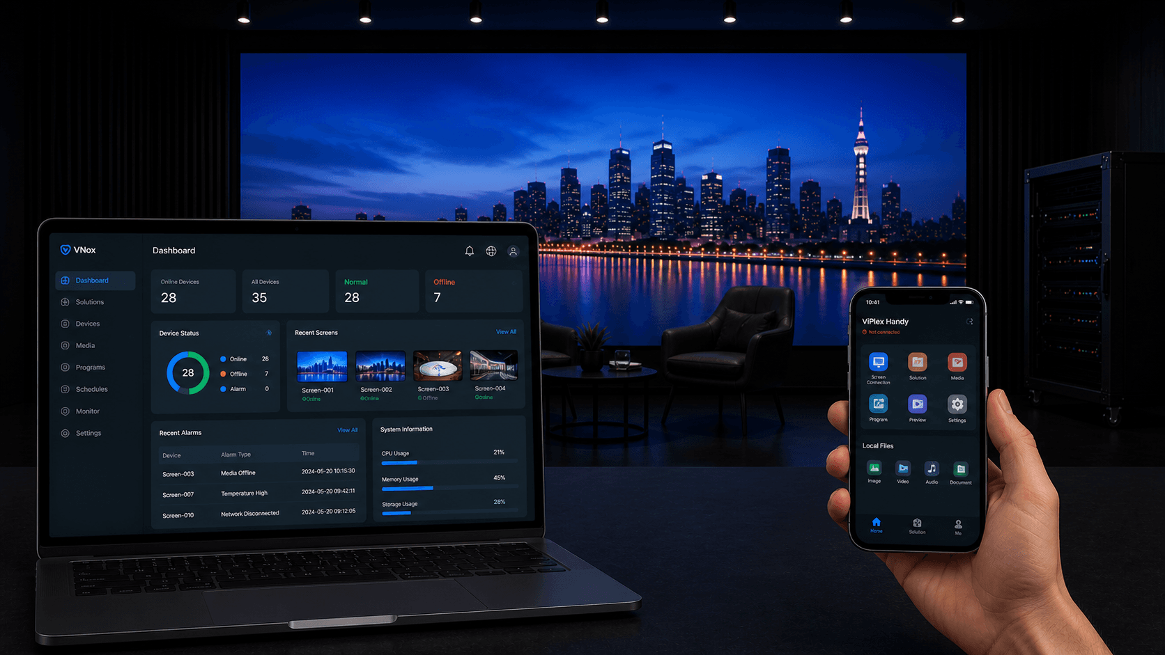 LED scherm remote content beheer via tablet en smartphone