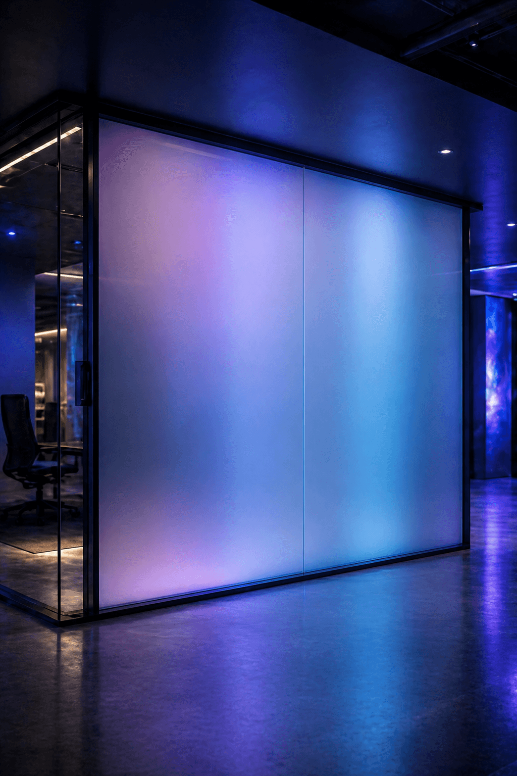 IlluFilm schakelbaar smart glass in kantooromgeving